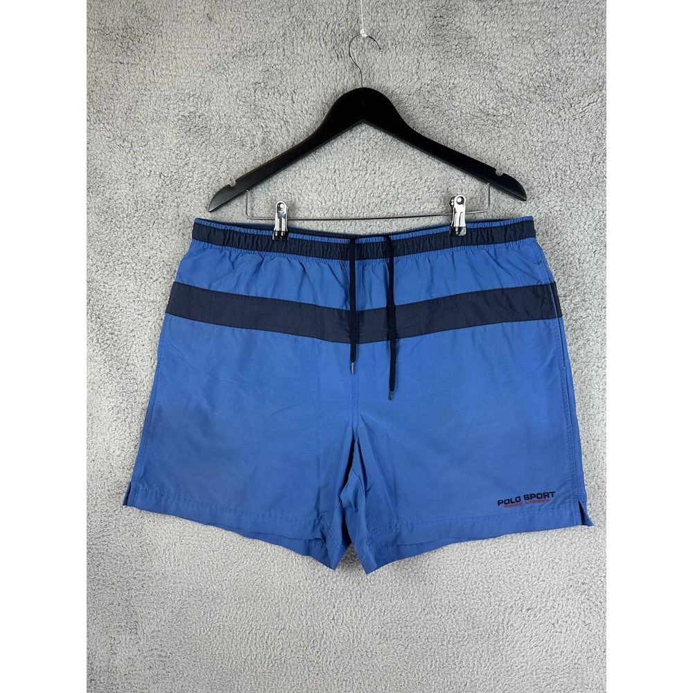 Polo Sport Ralph Lauren Shorts Mens Large Blue Swim Trunks Nylon Mesh Lined VTG